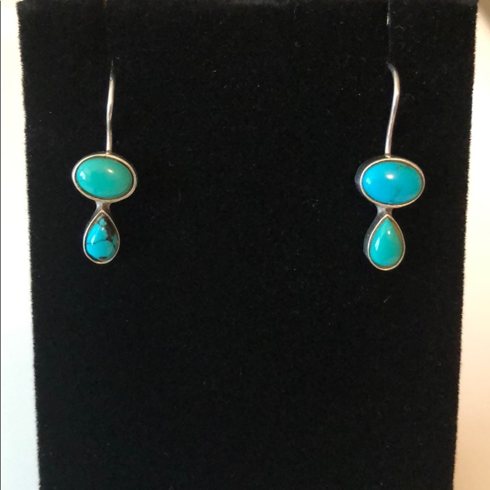 Turquoise Silver Opposite Earrings